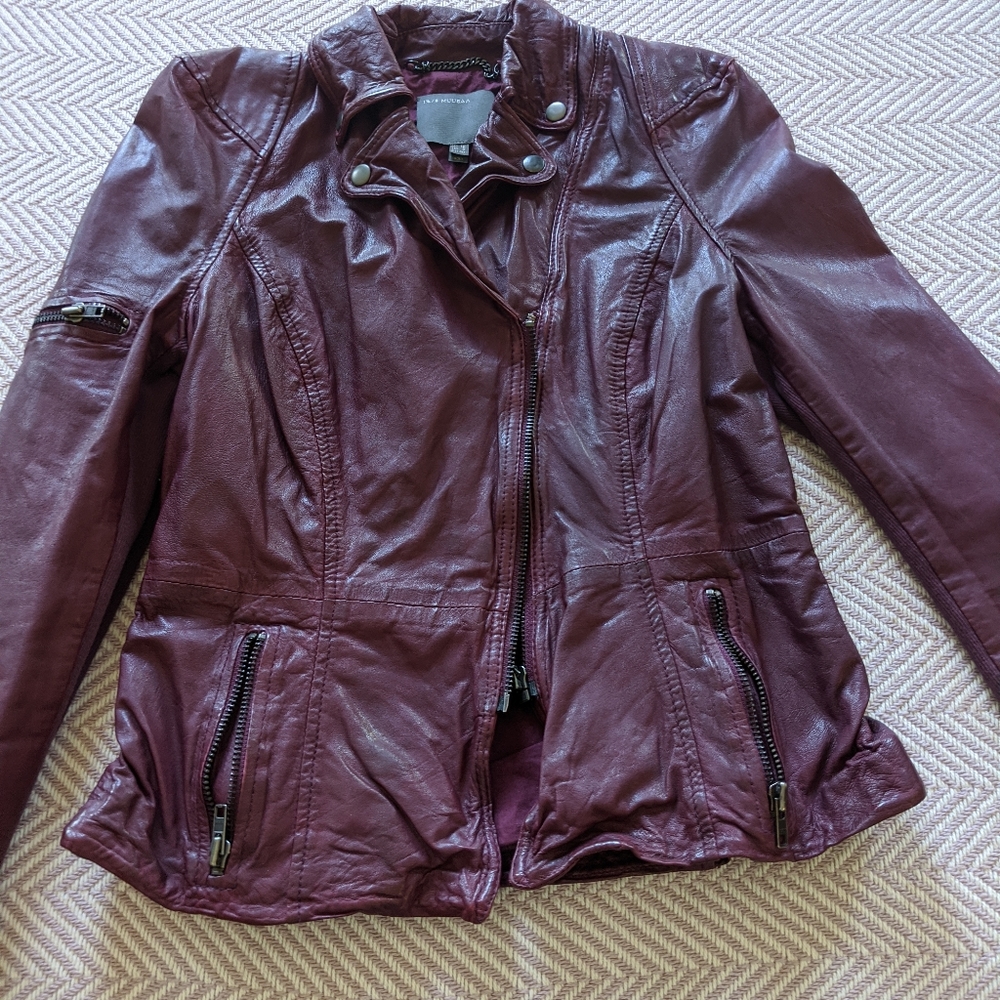 Muubaa burgundy leather jacket 8